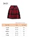 Women`s Elasticated Plaid Pleated Skirt Plus size Costumes(XL, Red white)