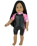 Hawaiian Print and Black Doll Wet Suit Perfect for Doll Surfing! Board, Doll & Shoes sold separately. 18 Inch Doll Suit Fits American Girl Dolls