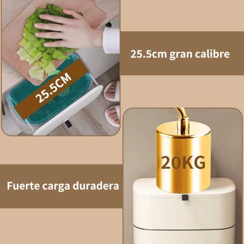 10L Cubo de Basura Colgante,Basurero para Cocina,Bote de Basura con Tapa,Cesto de Basura de Pared de Cocina,Cubo de Basura con Tapa,Deslizante Abierto,Adecuado pare Dormitorio,Oficina,Baño