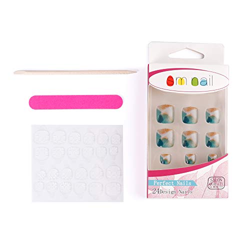 New Style Fake Toe 24pcs Summer Blue and Silver Glitter Solid Short Square False Toe Nail Full Cover with designs - Thumbnail 3