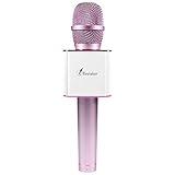 Wireless Microphone, Besteker Portable Wireless Mic Handheld Microphone Bluetooth Speaker Player for Music Playing, Mini Home KTV Karaoke for Apple Iphone Android Smartphone or PC (Rose Gold)