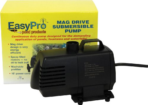 EasyPro EP1050 Submersible Mag Drive Pond Pump, Max Flow 1050 Gallons-Per-Hour