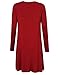 MISSKY Long Sleeve Loose Mini Casual T-Shirt Dress (WineRed,M
