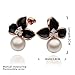 10mm Simulated Pearl Stud Earrings with Zircon Rhinestone Black Flower for Women