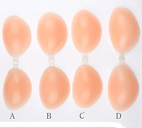 Sealike Self Adhesive Soft Silicone Invisible Push Up Bra Cleavage Enhancer Enhancement with Adjustable Transparent Straps (B)