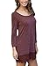 MiYang Women's Purplish Red Long Sleeve A-line Lace Stitching Trim Casual Dress M