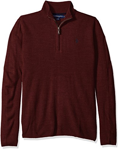U.S. Polo Assn. Men's Solid 1/4 Zip with Forward Shoulder Seam, Burgundy, Large