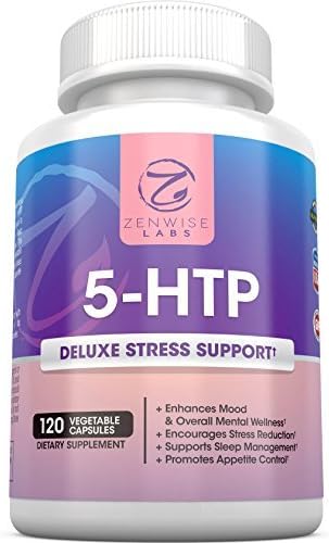 5-HTP - With 100mg of 5 HTP + Vitamin B6 - Stress Relief &amp; Mood Control Supplement - All-Natural Appetite Suppressant &amp; Sleep Aid - 120 Vegetarian Capsules by Zenwise Labs