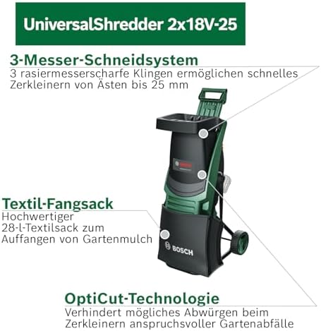 Akku-Häcksler UniversalShredder 2x18V-25 (ohne Akku/Ladegerät)
