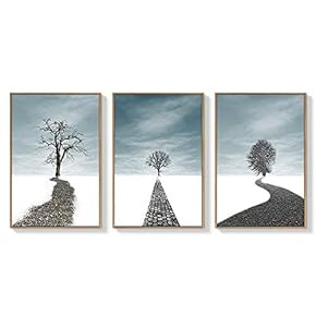 3 Piece Framed Canvas Wall Art for Living Room, Bedroom Lonely Tree Canvas Prints for Home Decoration Ready to Hang - 16"x24"x3 Panels