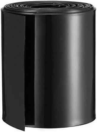 sourcing map Battery Wrap PVC Heat Shrink Tubing 70mm Flat Width for 18650 Power Supplies 5 Meter Length Black