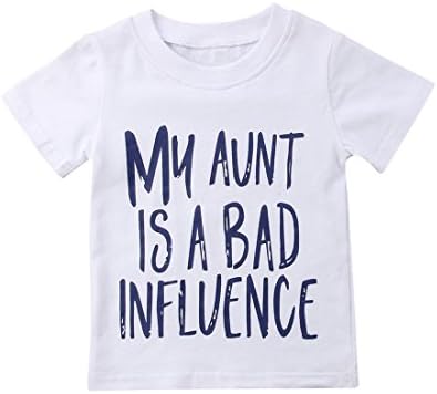 Newborn Baby Boy Girl Short Sleeve Letter T-Shirt Top Summer Outwear Clothes (White, 4-5Y)