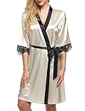 Ekouaer Kimono Robe Womens Short Pure Color Bathrobe V-Neck Sleepwear