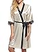 Ekouaer Women's Kimono Robe Knee Length Lingerie Sleepwear Short Satin XS-XL