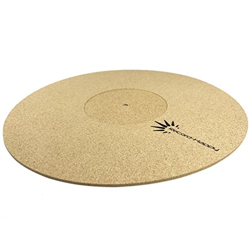 Turntable Slipmat Anti-Static Cork Mat - 1/8" Thick Vinyl Record Player Pad by Record-Happy. an Essential Upgrade for The Demanding Audiophile; with Receding Center. Improves Sound and Reduces Noise