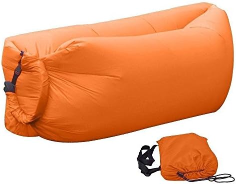 Beach Air Lounger Sofa, Fast Inflatable, Portable Outdoor Beach Camping Hammock, Lazy Wind Sofa, Air Bag Bed Couch, Foldable Floating Waterproof Chair, Portable Waterproof Compression Sack (Orange)