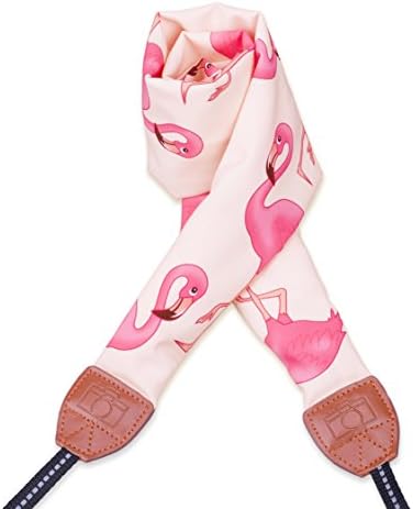 LONGTEAM Camera Strap, Super Comfortable Scarf DSLR Camera Strap, Universal Neck Shoulder Camera Strap for Women (Flamingo)