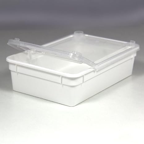 BraPlast Dose 0,8 Liter 18,5 x 12,5 x 5 cm - weiß mit transparentem Deckel / Kunststoff Stapelbox