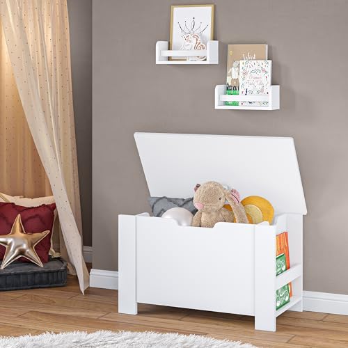 RiverRidge Book Nook Kids Toy Box with Side Bookracks and 2 10