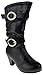Valen Little Girls Buckle Rhinestone Knee High Dress Boots Black