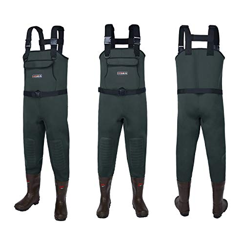 HISEA Neoprene Fishing Chest Waders for Men with Boots Cleated Bootfoot Waterproof Mens Womens