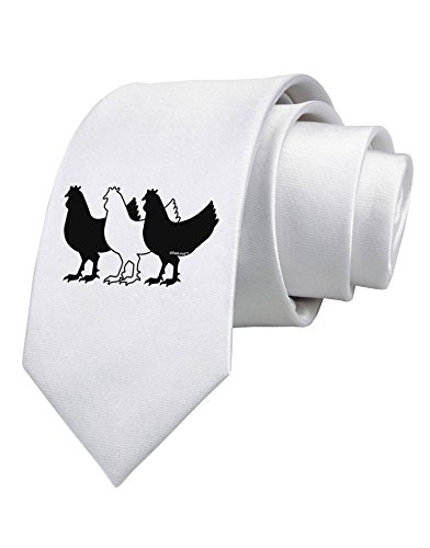 TooLoud Three French Hens Printed White Neck Tie