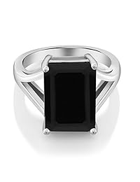 Anillo solitario de plata de ley 925 con piedra preciosa de 5 quilates, 0.551 x 0.394 in, corte esmeralda (disponible en 5,6,7,8,9)