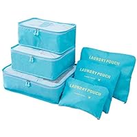 CocoHut Packing Cubes Travel Luggage Packing Organizers,Waterproof Clothes Storage Bags Compression Travel Luggage Organizer 4/6 Set (Sky Blue, 6set)