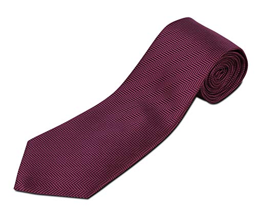 Extra Long Solid Raspberry Herringbone Silk Necktie