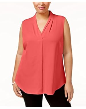Women's Plus Size Sleeveless Inverted Pleat Blouse