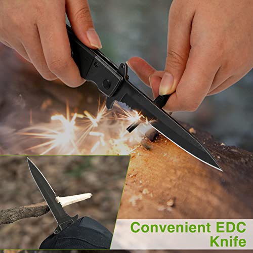 GVDV Folding Pocket Knife with G10 Handle, 7CR17 Stainless Steel EDC