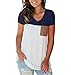 LIHER Womens V-Neck Plain White Tunic Top Casual T Shirt Plus Size Navy Blue XL