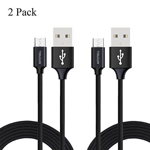 Micro USB Cable, ASTOTSELL 2-Pack Cloth Braided Android USB Charging Charger Cable Compatible for Amazon Kindle (2FT, Black)