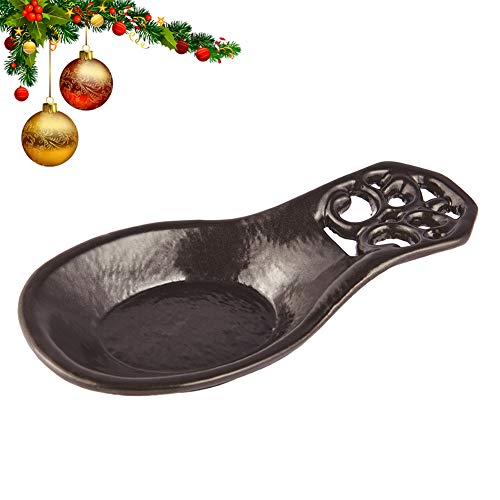 Vintage Spoon Rest, Kitchen Spoon Rest Cast Iron Utensil Rest Ladle Spoon Holder for Cooking Home Decor, 7.9''3.7''1.1'', Coffee Gold