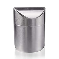 Kidsonor Mini Trash Can with Lid, Stainless Steel Small Desktop Storage Container Wastebin with Swing Lid for Kitchen Rome Bathroom Office Use