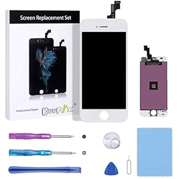 BeeFix Compatible with iPhone SE/5S Screen Replacement LCD Display Touch Screen Digitizer Replacement Kit with Free Repair Tools (White)