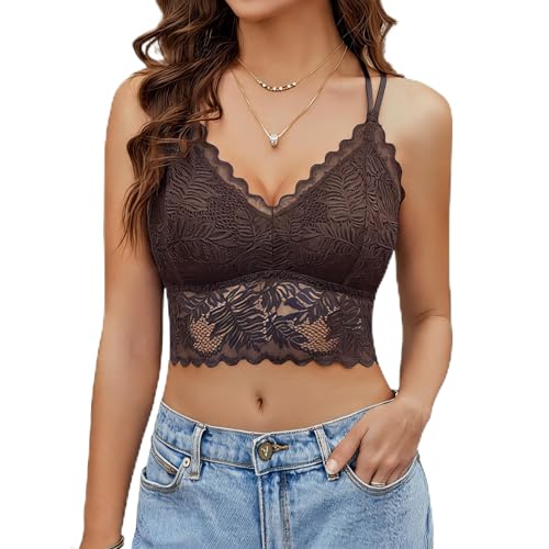 Avidlove Women Tank Tops Sexy Lace Bustier Top Summer Spaghetti Strap Basic V Neck Crop Tops Festival Party
