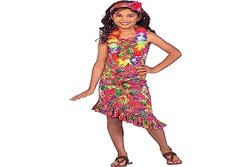 (PKT) (Fix 1/1) (9911425) Child Girls Hawaii Dress Pink Costume (6-8yr)
