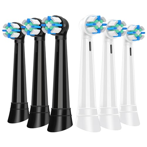 6 Heads Compatible with Oral B iO 2/3N/3/4/5/6/7/8/9/10 Electric Toothbrushes, Oral B IO Compatible Heads for Effective Cleaning and Protection of Teeth (Black/White)