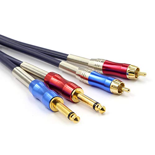 TISINO Dual 1/4 inch TS to Dual RCA Stereo Audio Interconnect Cable Patch Cable Cords -6.6 ft