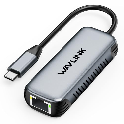 WAVLINK USB C to 5G Ethernet Adapter, 5000Mbps, Driverless Ethernet Network Adapter for Laptops and Computers, Compatible with Windows 10/11, Mac OS 11 or Higher and Linux