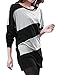 Allegra K Ladies Colorblock Striped Design Long Batwing Sleeve Loose Fit Shirt Black