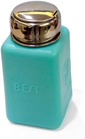 BES One Touch Stainless Steel Liquid Dispenser Pump ESD Safe Square Bottle Nail Polish Remover Alcohol Bottle Blue 200ml