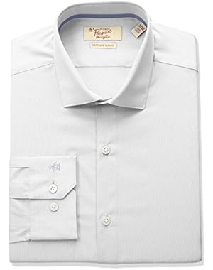 Men's Slim Fit Spread Collar Performance Solid Dress Shirt