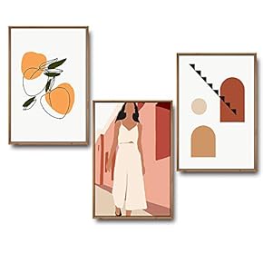 3 Piece Framed Canvas Wall Art for Living Room, Bedroom Mattis and Brutalist Canvas Prints for Modern Home Decoration Ready to Hang - 16"x24"x3 Panels