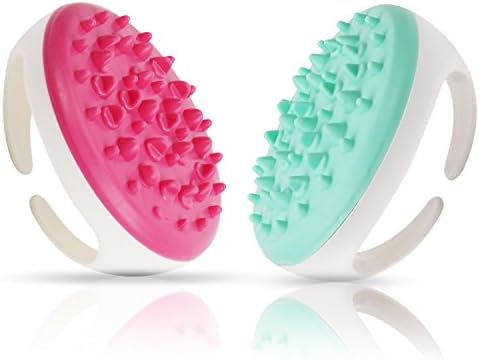 Scott Malone Cellulite Massager and Remover Brush Mitt - Pack of 2 Handheld Bath Shower Massage Remover Brush Red and Green