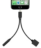 KPAO 2in1 Lightning to 3.5mm Audio Adapter and Lightning Charging Port for iPhone Support iOS 10.3 (black)