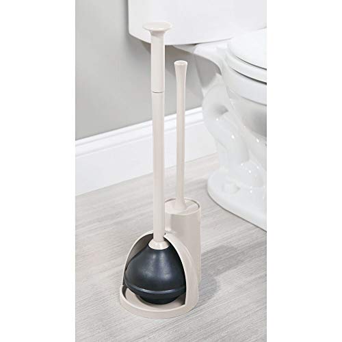 mDesign Hidden Plunger and Brush Set for Toilet Bowl Brush Cleaner