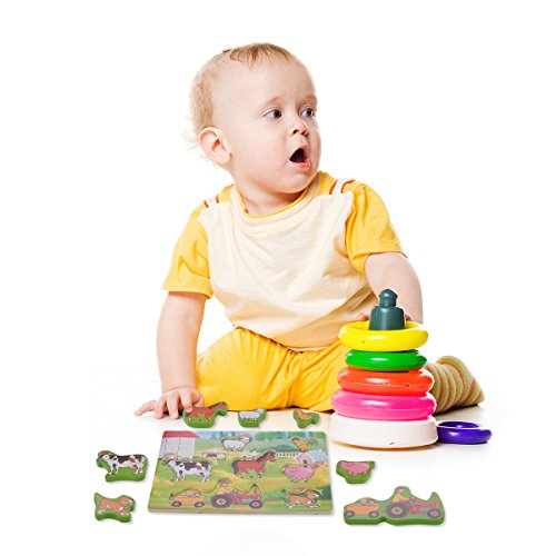 KIDS TOYLAND Wooden Puzzles for Toddlers World of Animals Farm - Educational Toys Suitable for Ages 3 Years and Up (3 Different Puzzle Sets)
