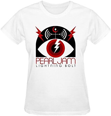ESWNX Women's Pearl Jam Lightning Bolt Crewneck T-shirt White